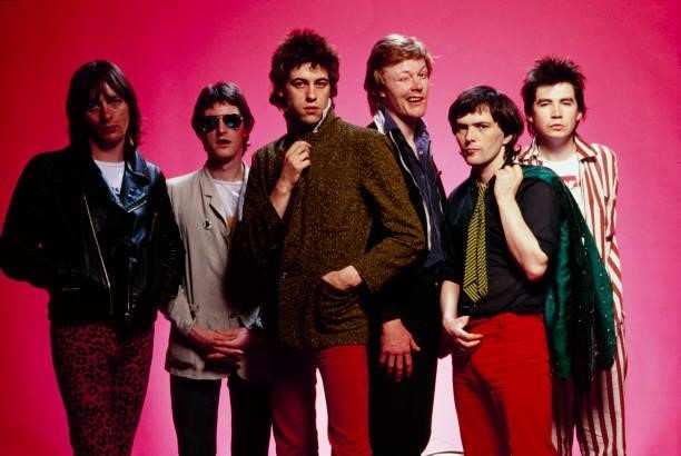 Garry Roberts, Gerry Cott, Bob Geldof, Simon Crowe, Pete Briquette and Johnnie Fingers of the Boomtown Rats in April 1978.