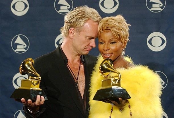 Sting and Mary J. Blige, winners of the Grammy for Best Pop Collaboration with Vocals
