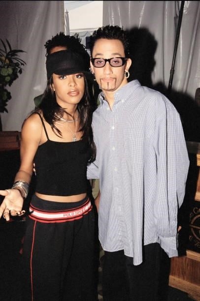Aaliyah and A.J. McLean during Nickelodeon's 1997 The Big Help in Los Angeles, California, United States.