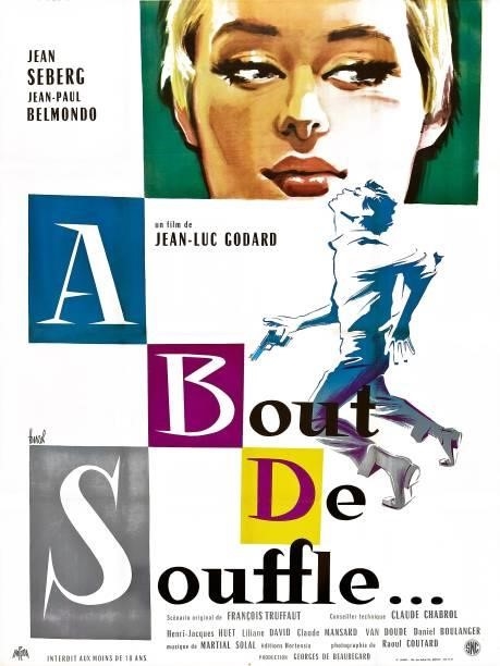 Breathless, poster, , French poster, Jean Seberg, Jean-Paul Belmondo, 1960.