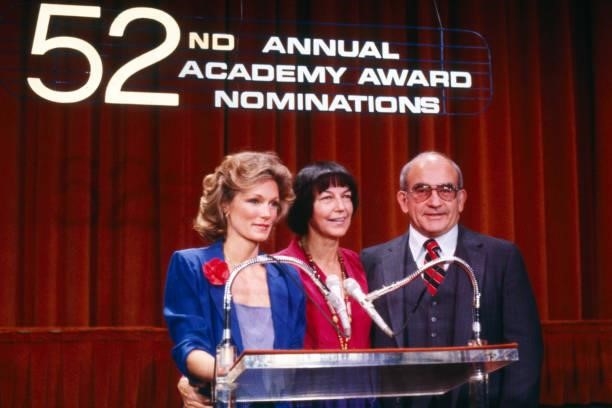 Yvette Mimieux, Fay Kanin, Ed Asner delivering the list of 1980 Academy Awards nominations for the 52nd Academy Awards.