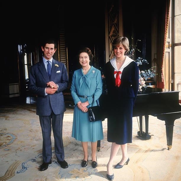 Prince Charles and his fiancee Lady Diana Spencer with Queen Elizabeth II at Buckingham Palace, 7th March 1981. On July 1st Diana, Princess Of Wales...