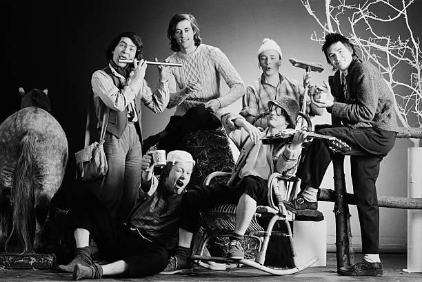 The Boomtown Rats , Irish punk band, pose in a group studio portrait, in February 1979.