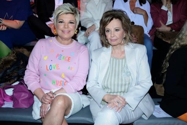 Maria Teresa Campos and Terelu Campos during in fashion show during Mercedes Benz Fashion Week Madrid Autumn/Winter 2020-21 on January 29, 2020 in...