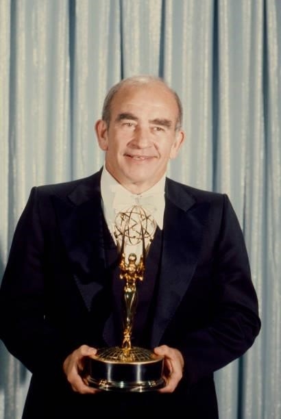 Edward Asner with his award for Outstanding Single Performance by a Supporting Actor in a Comedy or Drama at the 1977 / 29th Primetime Emmy Awards,...