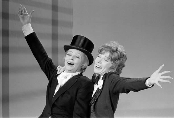 From left is Lucille Ball and Shirley MacLaine on MacLaine's CBS television special, "Gypsy In My Soul.
