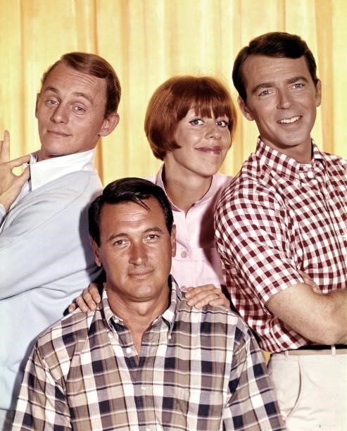 Pictured from left is Frank Gorshen, Rock Hudson, Carol Burnett and Ken Berry for THE CAROL BURNETT SHOW, 1971.