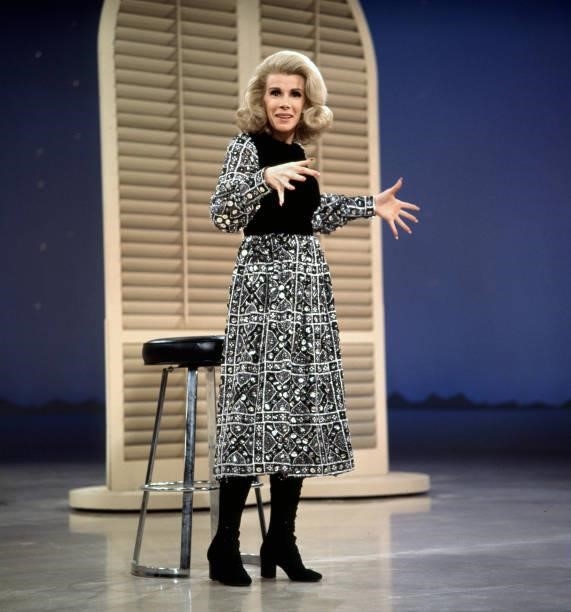 Pictured is Joan Rivers performing on THE JIM NABORS HOUR, a CBS television variety, music show. Image dated January 15, 1971.