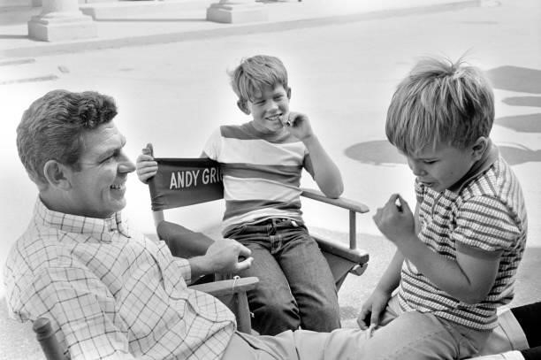 Andy Griffith , Ron Howard and his brother Clint Howard spend time on the set of the 'Goober Makes History' episode of CBS television's "The Andy...