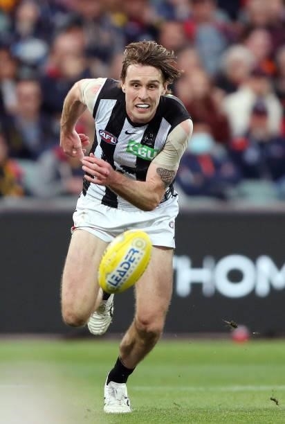 Jordan Roughead of the Magpies during the 2021 AFL Round 12 match between the Adelaide Crows and the Collingwood Magpies at Adelaide Oval on June 5,...