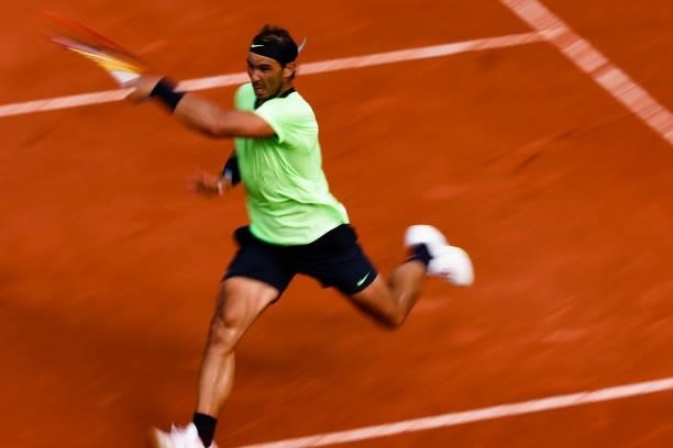June 2021, France, Paris: Tennis: Grand Slam/ATP Tour - French Open, men's singles, 3rd round, Nadal - Norrie . Rafael Nadal in action. Photo: Frank...
