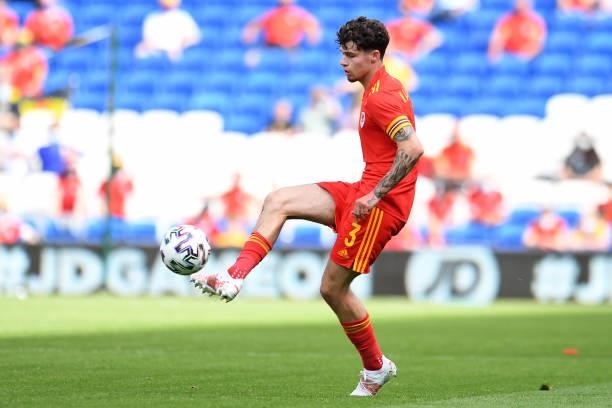 Neco Williams of Wales in action during the International Friendly Match between Wales and Albania at the Cardiff City Stadium on June 5, 2021 in...