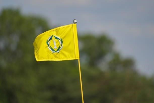 Tournament flag during the third round of the Memorial Tournament presented by Nationwide at Muirfield Village Golf Club on June 5, 2021 in Dublin,...