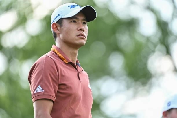 Collin Morikawa walks off the 18th tee box during the third round of the Memorial Tournament presented by Nationwide at Muirfield Village Golf Club...