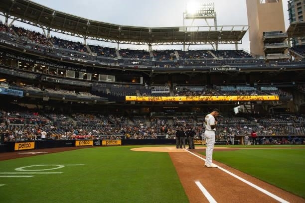 Joe Musgrove of the San Diego Padres takes the field in the first inning against the New York Mets at Petco Park on June 5, 2021 in San Diego,...