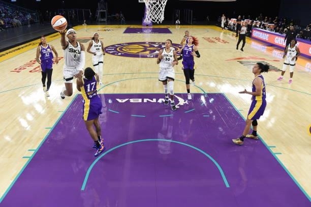 Diamond DeShields of the Chicago Sky shoots the ball against the Los Angeles Sparks on June 5, 2021 at the Los Angeles Convention Center in Los...