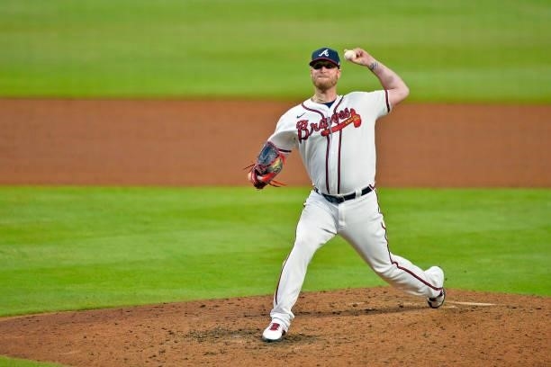 Will Smith of the Atlanta Braves pitches in the top of the 9th inning against the Los Angeles Dodgers at Truist Park on June 5, 2021 in Atlanta,...