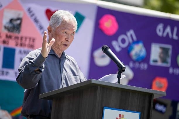Activist and actor George Takei is seen at the AIDS Monument Groundbreaking on June 05, 2021 in West Hollywood, California.