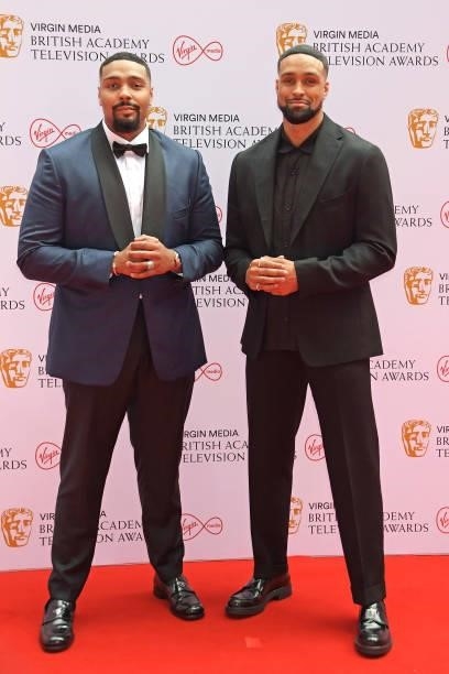 Jordan Banjo and Ashley Banjo arrive at the Virgin Media British Academy Television Awards 2021 at Television Centre on June 6, 2021 in London,...