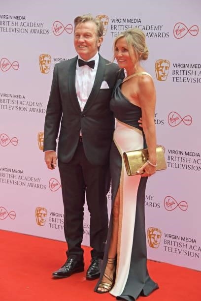 Bradley Walsh and wife Donna Derby arrive at the Virgin Media British Academy Television Awards 2021 at Television Centre on June 6, 2021 in London,...