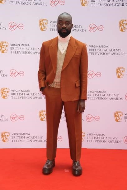 Paapa Essiedu arrives at the Virgin Media British Academy Television Awards 2021 at Television Centre on June 6, 2021 in London, England.