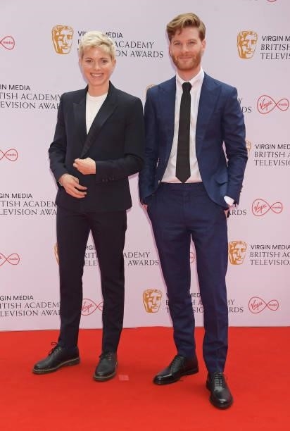 Mae Martin and Joe Hampson arrive at the Virgin Media British Academy Television Awards 2021 at Television Centre on June 6, 2021 in London, England.