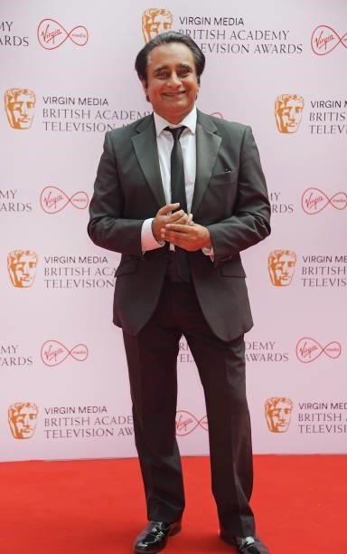 Sanjeev Bhaskar arrives at the Virgin Media British Academy Television Awards 2021 at Television Centre on June 6, 2021 in London, England.