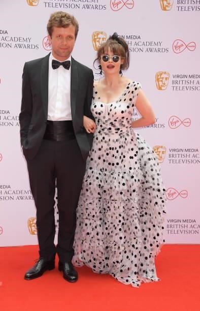 Rye Dag Holmboe and Helena Bonham Carter arrive at the Virgin Media British Academy Television Awards 2021 at Television Centre on June 6, 2021 in...