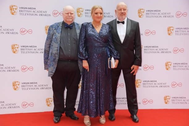 Trevor Cooper, Daisy May Cooper and Paul Cooper arrive at the Virgin Media British Academy Television Awards 2021 at Television Centre on June 6,...