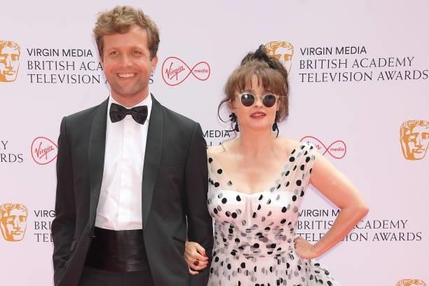 Rye Dag Holmboe and Helena Bonham Carter arrive at the Virgin Media British Academy Television Awards 2021 at Television Centre on June 6, 2021 in...