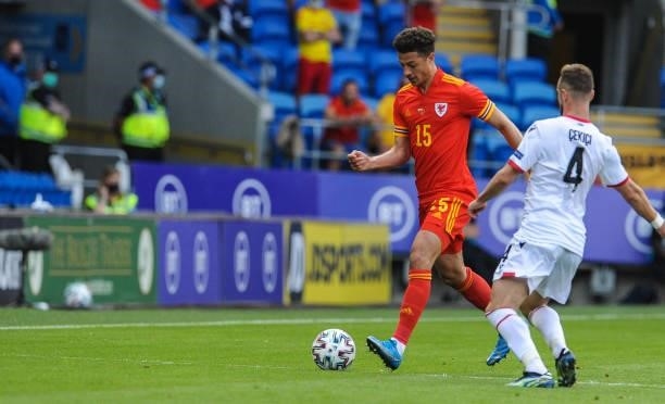 Wales Ethan Ampadu during the International friendly match between Wales and Albania at Cardiff City Stadium on June 5, 2021 in Cardiff, Wales.
