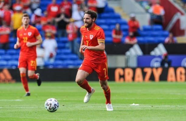 Wales Joe Allen during the International friendly match between Wales and Albania at Cardiff City Stadium on June 5, 2021 in Cardiff, Wales.
