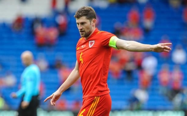 Wales Ben Davies during the International friendly match between Wales and Albania at Cardiff City Stadium on June 5, 2021 in Cardiff, Wales.
