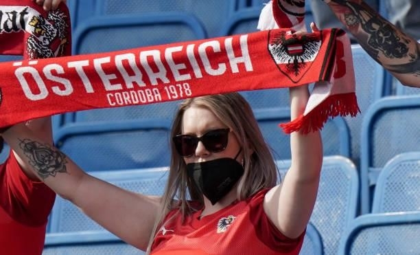 Supporters are seen during the international friendly match between Austria and Slovakia at Happel Stadium on June 6, 2021 in Vienna, Austria.