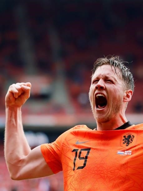 Wout Weghorst of Holland celebrates 2-0 during the International Friendly match between Holland v Georgia at the De Grolsch Veste on June 6, 2021