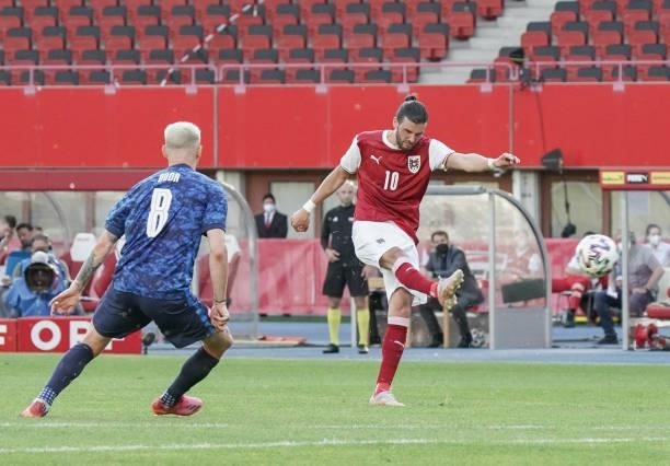 Florian Grillitsch of Austria controls the ball during the international friendly match between Austria and Slovakia at Happel Stadium on June 6,...