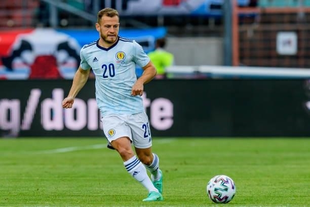 Ryan Fraser of Scotland controls the ball during the international friendly match between Luxembourg and Scotland at Josy-Barthel-Stadium on June 6,...