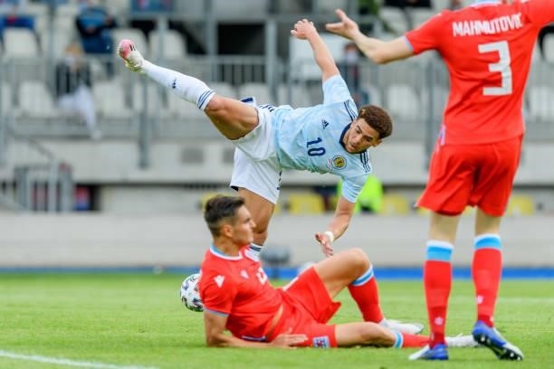 Che Adams of Scotland controls the ball during the international friendly match between Luxembourg and Scotland at Josy-Barthel-Stadium on June 6,...