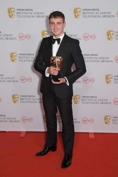 Paul Mescal, winner of the Leading Actor award for "Normal People", poses in the Winners Room at the Virgin Media British Academy Television Awards...