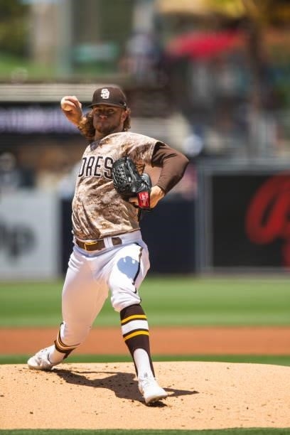Chris Paddack of the San Diego Padres pitches in the first inning against the New York Mets at Petco Park on June 6, 2021 in San Diego, California.