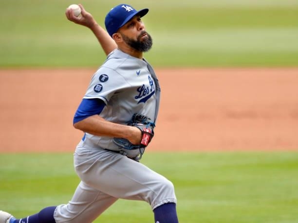 David Price of the Los Angeles Dodgers pitches in the bottom of the 8th inning against the Atlanta Braves at Truist Park on June 6, 2021 in Atlanta,...