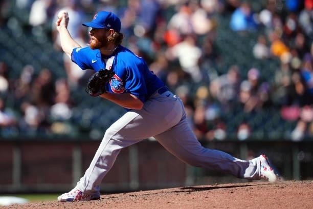 Craig Kimbrel of the Chicago Cubs pitches during the game between the Chicago Cubs and the San Francisco Giants at Oracle Park on Sunday, June 6,...