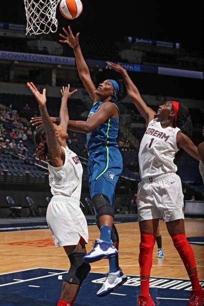 Sylvia Fowles of the Minnesota Lynx shoots the ball against the Atlanta Dream on June 6, 2021 at Target Center in Minneapolis, Minnesota. NOTE TO...