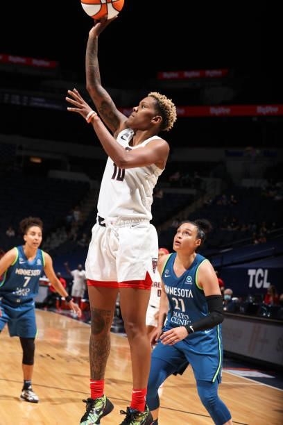 Courtney Williams of the Atlanta Dream shoots the ball against the Minnesota Lynx on June 6, 2021 at Target Center in Minneapolis, Minnesota. NOTE TO...