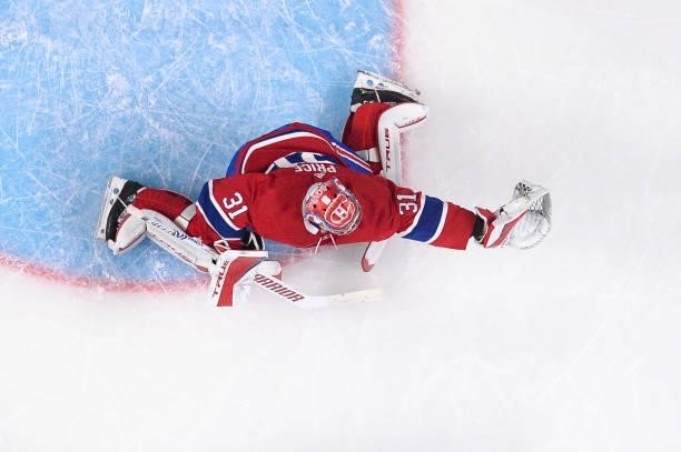 June 6: Goalie Carey Price of the Montreal Canadiens makes a glove save against the Winnipeg Jets in Game Three of the Second Round of the 2021...