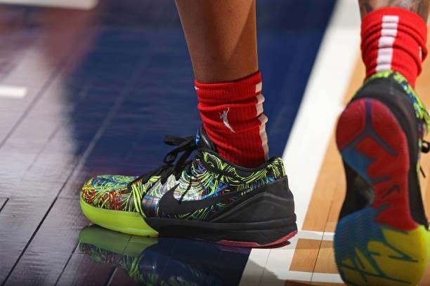 The sneakers worn by Courtney Williams of the Atlanta Dream during the game against the Minnesota Lynx on June 6, 2021 at Target Center in...