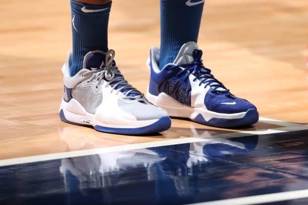 The sneakers worn by Sylvia Fowles of the Minnesota Lynx during the game against the Atlanta Dream on June 6, 2021 at Target Center in Minneapolis,...