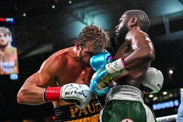 Former world welterweight king Floyd Mayweather and YouTube personality Logan Paul fight in an eight-round exhibition bout at Hard Rock Stadium in...