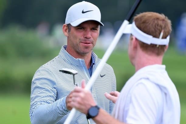 Paul Casey laughs during Day Two of The Porsche European Open at Green Eagle Golf Course on June 6, 2021 in Hamburg, Germany.
