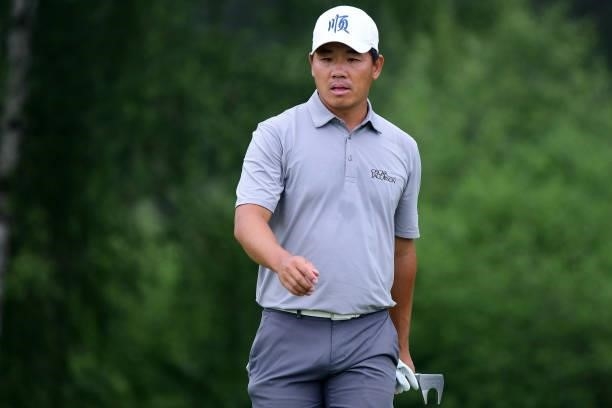 Ashun Wu is seen during Day Two of The Porsche European Open at Green Eagle Golf Course on June 6, 2021 in Hamburg, Germany.